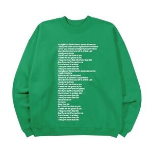 Justice Men/Woman Justin Bieber Ghost Lyrics Crewneck II Sweatshirt in Green